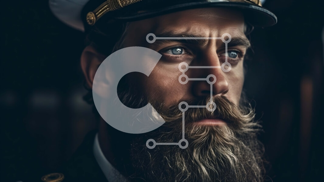 Intra Συλλεκτικό Ξύλινο Παζλ Plywood  4mm - Πορτρέτο ενός σοβαρού ναυτικού καπετάνιου με ένα τηλεσκόπιο Σε Ξύλινο Κουτί - Διαστάσεις Puzzle: 10x10 cm – 25 κομμάτια