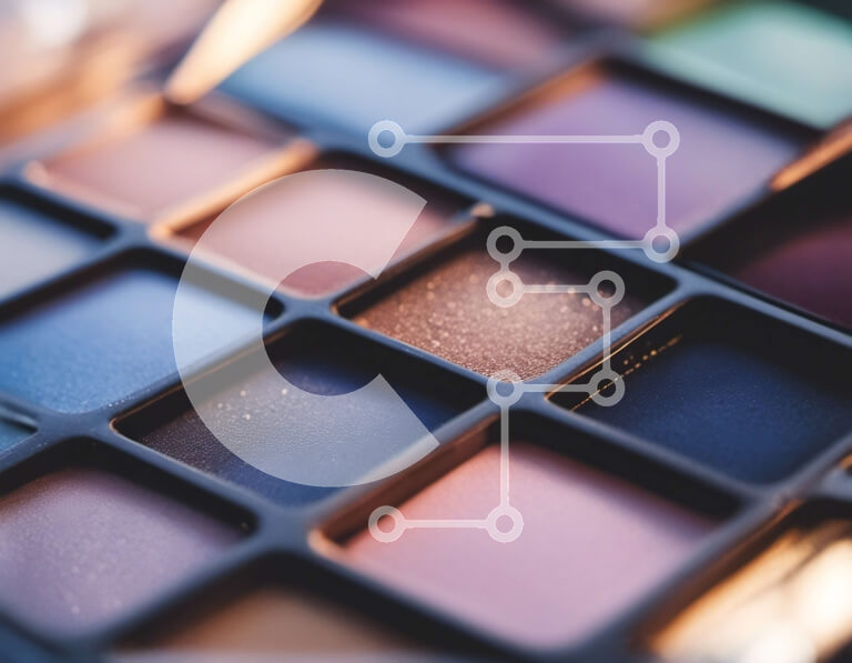 Intra Συλλεκτικό Ξύλινο Παζλ Plywood  4mm - Ζωντανή παλέτα σκιών ματιών σε μπλε, μωβ και ροζ Σε Ξύλινο Κουτί - Διαστάσεις Puzzle: 10x10 cm – 25 κομμάτια