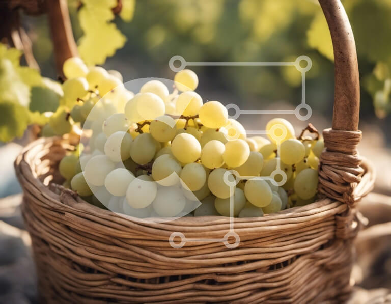 Σετ των 2 Intra Συλλεκτικό Ξύλινο Παζλ Plywood  4mm - Καλάθι με ώριμα λευκά σταφύλια Σε Ξύλινο Κουτί - Διαστάσεις: 10x10 cm – 25 κομμάτια