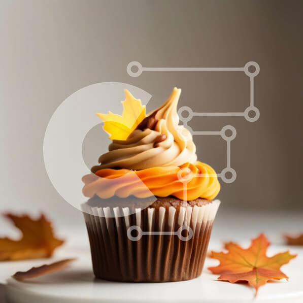 Σετ των 2 Intra Συλλεκτικό Ξύλινο Παζλ Plywood  4mm - Λαχταριστό Cupcake σοκολάτας με παγωτό καραμέλας και φθινοπωρινό ντεκόρ Σε Ξύλινο Κουτί - Διαστάσεις: 10x10 cm – 25 κομμάτια