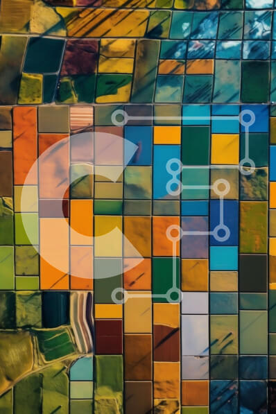 Intra Συλλεκτικό Ξύλινο Παζλ Plywood  4mm - Ζωντανός τοίχος με πλακάκια μωσαϊκού - πολύχρωμο φόντο Σε Ξύλινο Κουτί - Διαστάσεις Puzzle: 10x10 cm – 25 κομμάτια