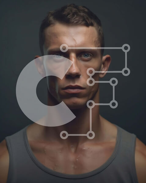 Intra Συλλεκτικό Ξύλινο Παζλ Plywood  4mm - Σοβαρό άτομο χωρίς πουκάμισο που κοιτάζει την κάμερα Σε Ξύλινο Κουτί - Διαστάσεις Puzzle: 10x10 cm – 25 κομμάτια