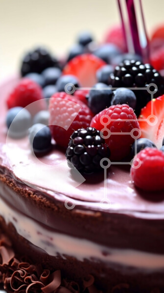 Intra Συλλεκτικό Ξύλινο Παζλ Plywood  4mm - Decadent κέικ σοκολάτας με φρέσκες φράουλες και βατόμουρα Σε Ξύλινο Κουτί - Διαστάσεις: 10x10 cm – 25 κομμάτια