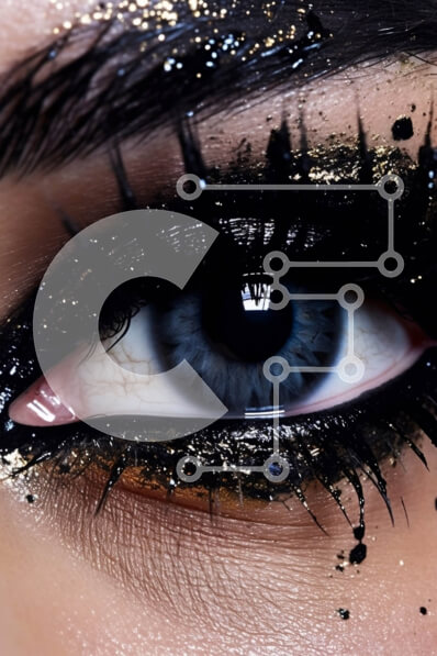 Intra Συλλεκτικό Ξύλινο Παζλ Plywood  4mm - Εκπληκτικό κοντινό πλάνο μιας γυναίκας με έντονο μαύρο και χρυσό μακιγιάζ Σε Ξύλινο Κουτί - Διαστάσεις Puzzle: 10x10 cm – 25 κομμάτια