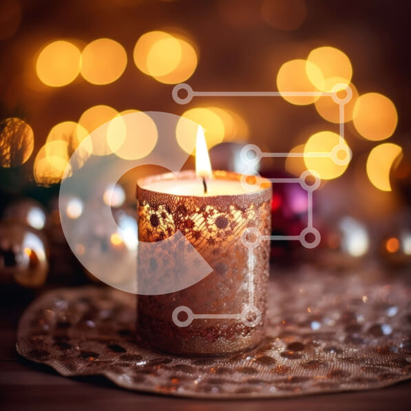 Intra Συλλεκτικό Ξύλινο Παζλ Plywood  4mm - Ζεστό σκηνικό διακοπών με αναμμένο κερί και χριστουγεννιάτικα στολίδια Σε Ξύλινο Κουτί - Διαστάσεις: 10x10 cm – 25 κομμάτια