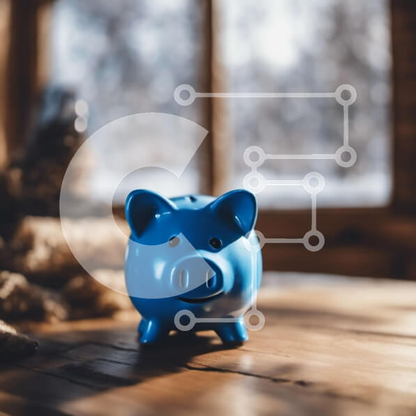 Intra Συλλεκτικό Ξύλινο Παζλ Plywood  4mm - Μπλε κουμπαράς σε ξύλινο τραπέζι με χιονισμένο τοπίο Σε Ξύλινο Κουτί - Διαστάσεις: 10x10 cm – 25 κομμάτια