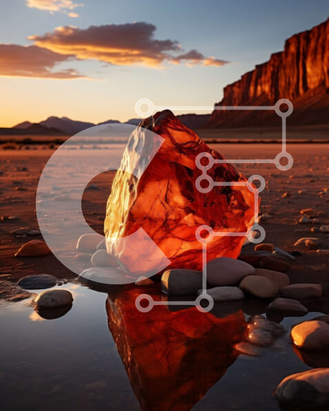 Intra Συλλεκτικό Ξύλινο Παζλ Plywood  4mm - Εκπληκτική εικόνα ενός κόκκινου βράχου στην έρημο στο ηλιοβασίλεμα Σε Ξύλινο Κουτί - Διαστάσεις: 10x10 cm – 25 κομμάτια