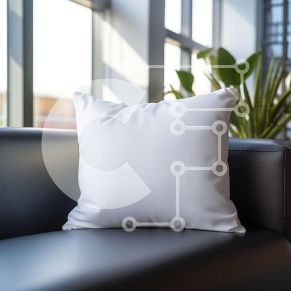 Intra Συλλεκτικό Ξύλινο Παζλ Plywood  4mm - Λευκό μαξιλάρι σε μαύρο καναπέ μπροστά από ένα μεγάλο παράθυρο Σε Ξύλινο Κουτί - Διαστάσεις Puzzle: 10x10 cm – 25 κομμάτια