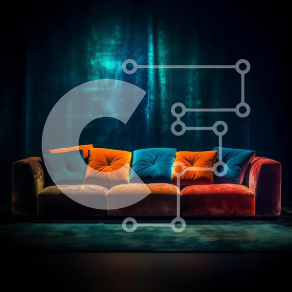 Intra Συλλεκτικό Ξύλινο Παζλ Plywood  4mm - Πολύχρωμο καναπές σε σκοτεινό δωμάτιο εικόνα Σε Ξύλινο Κουτί - Διαστάσεις Puzzle: 10x10 cm – 25 κομμάτια