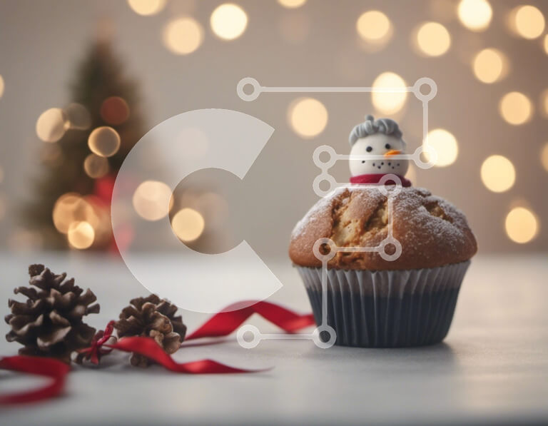 Σετ των 2 Intra Συλλεκτικό Ξύλινο Παζλ Plywood  4mm - Cupcake χιονάνθρωπος με διακοσμητικό κουκουνάρι Σε Ξύλινο Κουτί - Διαστάσεις: 10x10 cm – 25 κομμάτια