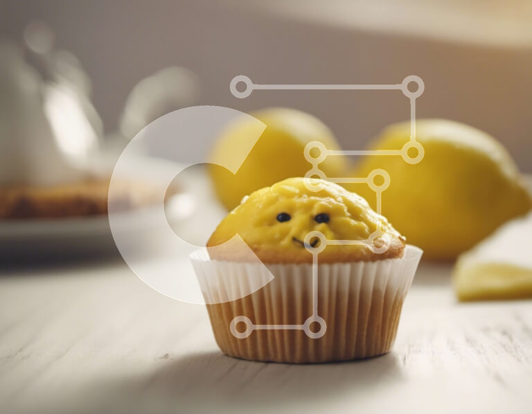 Σετ των 2 Intra Συλλεκτικό Ξύλινο Παζλ Plywood  4mm - Κίτρινο Cupcake με χαμογελαστό πρόσωπο και λεμόνια Σε Ξύλινο Κουτί - Διαστάσεις: 10x10 cm – 25 κομμάτια