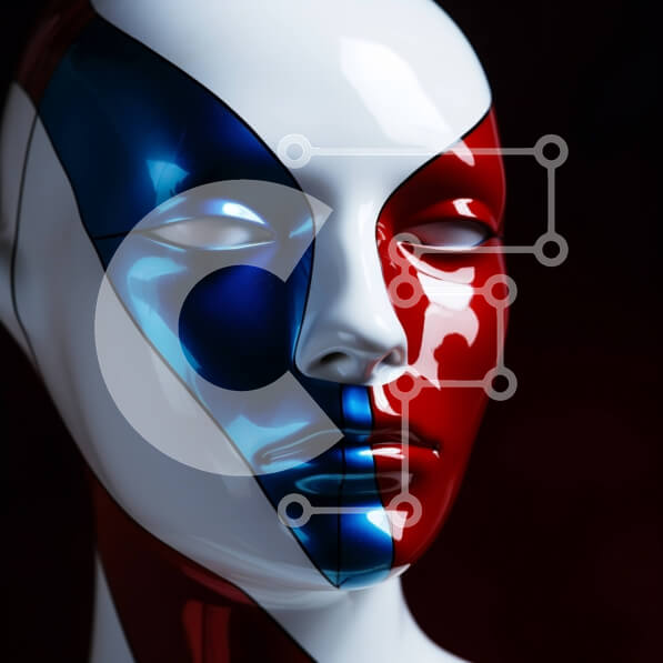 Σετ των 2 Intra Συλλεκτικό Ξύλινο Παζλ Plywood  4mm - Μανεκέν με ζωγραφισμένο πρόσωπο με αμερικανική σημαία Σε Ξύλινο Κουτί - Διαστάσεις: 10x10 cm – 25 κομμάτια