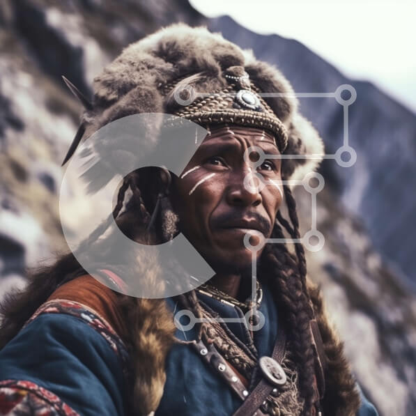 Intra Συλλεκτικό Ξύλινο Παζλ Plywood  4mm - Παραδοσιακό άτομο που στέκεται μπροστά από τα βουνά Σε Ξύλινο Κουτί - Διαστάσεις Puzzle: 10x10 cm – 25 κομμάτια