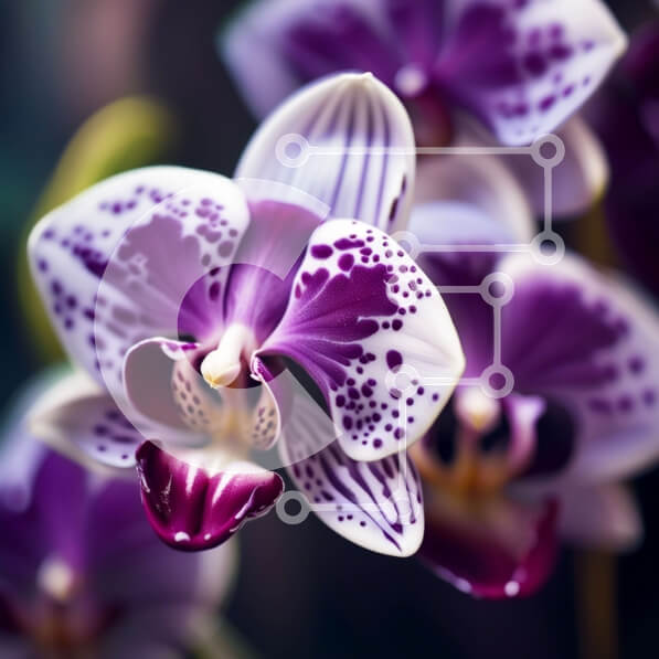 Intra Συλλεκτικό Ξύλινο Παζλ Plywood  4mm - Όμορφη κινηματογράφηση σε πρώτο πλάνο μιας μωβ και λευκής ορχιδέας με κηλίδες Σε Ξύλινο Κουτί - Διαστάσεις: 10x10 cm – 25 κομμάτια