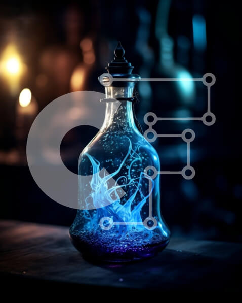 Intra Συλλεκτικό Ξύλινο Παζλ Plywood  4mm - Όμορφη εικόνα μπλε υγρού σε γυάλινο μπουκάλι με φελλό Σε Ξύλινο Κουτί - Διαστάσεις: 10x10 cm – 25 κομμάτια