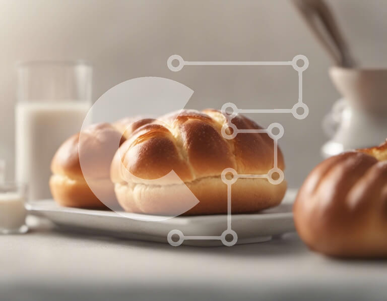 Σετ των 2 Intra Συλλεκτικό Ξύλινο Παζλ Plywood  4mm - Πρωινό ή σνακ με ψωμάκια και γάλα σε λευκό πιάτο Σε Ξύλινο Κουτί - Διαστάσεις: 10x10 cm – 25 κομμάτια