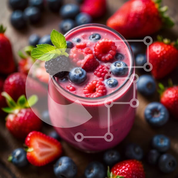 Σετ των 2 Intra Συλλεκτικό Ξύλινο Παζλ Plywood  4mm - Λαχταριστό ροζ smoothie με φρέσκα φρούτα Σε Ξύλινο Κουτί - Διαστάσεις: 10x10 cm – 25 κομμάτια