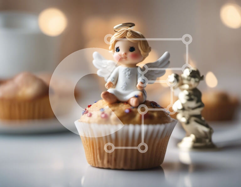 Σετ των 2 Intra Συλλεκτικό Ξύλινο Παζλ Plywood  4mm - Cupcake με ειδώλιο αγγέλου Σε Ξύλινο Κουτί - Διαστάσεις: 10x10 cm – 25 κομμάτια