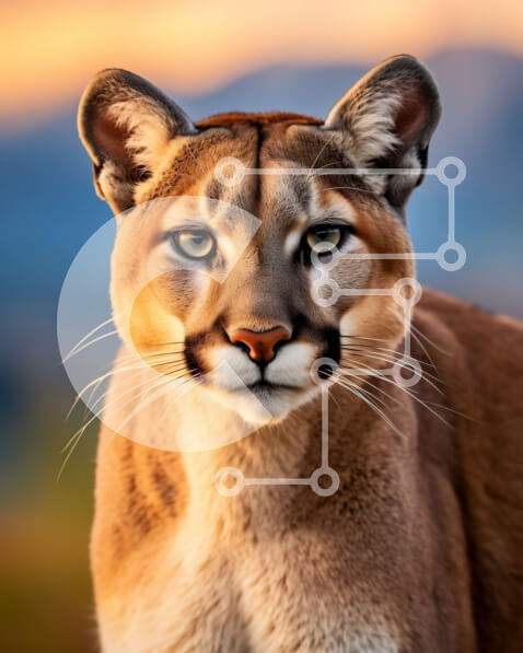 Σετ των 2 Intra Συλλεκτικό Ξύλινο Παζλ Plywood  4mm - Εκπληκτική εικόνα ενός βουνού λιονταριού που κοιτάζει την απόσταση Σε Ξύλινο Κουτί - Διαστάσεις: 10x10 cm – 25 κομμάτια