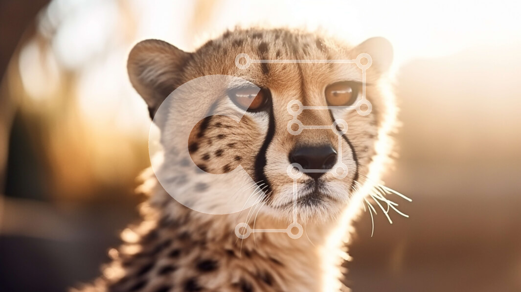 Σετ των 2 Intra Συλλεκτικό Ξύλινο Παζλ Plywood  4mm - Κοντινό πλάνο ενός τσιτάχ που κοιτάζει τον ήλιο Σε Ξύλινο Κουτί - Διαστάσεις: 10x10 cm – 25 κομμάτια