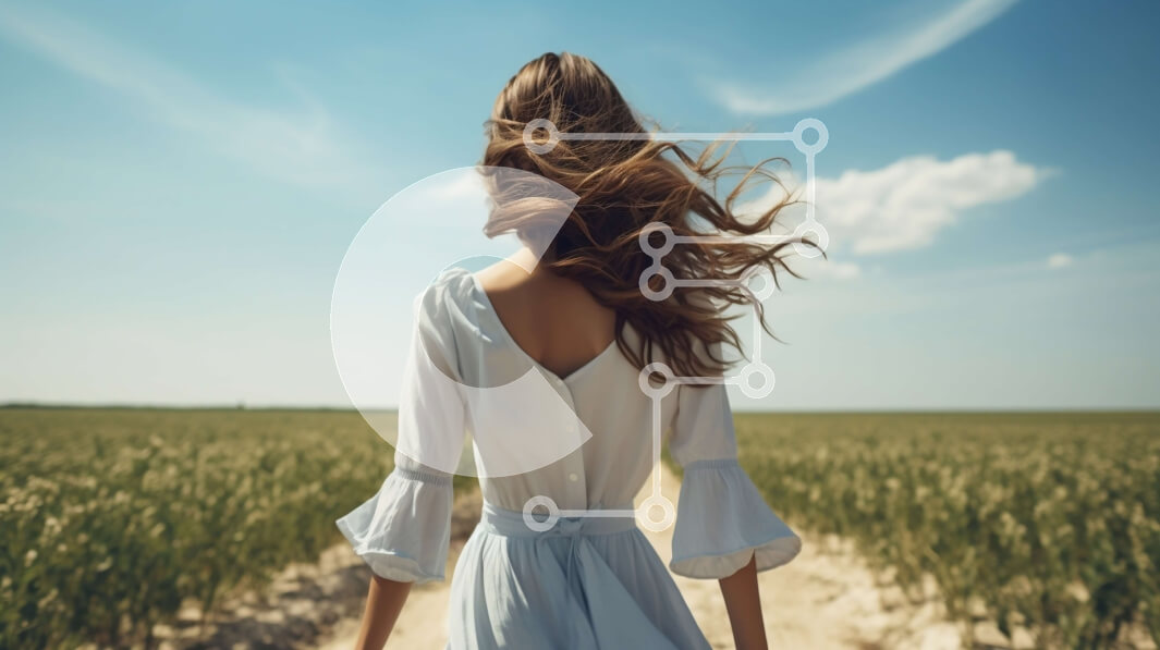 Intra Συλλεκτικό Ξύλινο Παζλ Plywood  4mm - Γυναίκα με λευκό φόρεμα που περπατά σε ένα χωράφι με σιτάρι Σε Ξύλινο Κουτί - Διαστάσεις: 10x10 cm – 25 κομμάτια