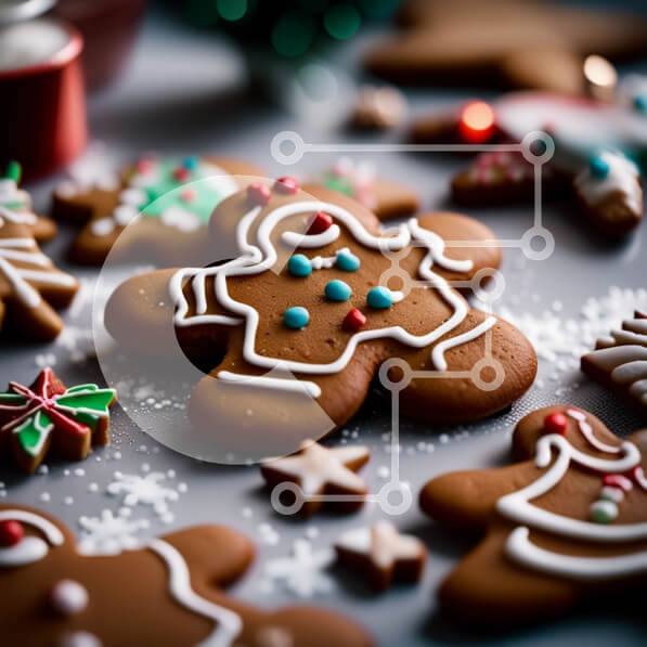 Σετ των 2 Intra Συλλεκτικό Ξύλινο Παζλ Plywood  4mm - Υπέροχα διακοσμημένα μπισκότα μελόψωμο με γλάσο και ζαχαρωτά Σε Ξύλινο Κουτί - Διαστάσεις: 10x10 cm – 25 κομμάτια