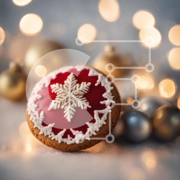 Intra Συλλεκτικό Ξύλινο Παζλ Plywood  4mm - Γιορτινό μπισκότο νιφάδα χιονιού με στολίδια Σε Ξύλινο Κουτί - Διαστάσεις: 10x10 cm – 25 κομμάτια