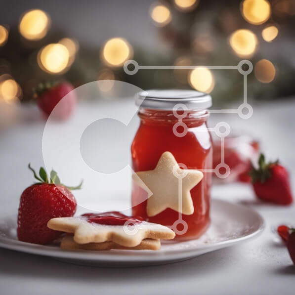 Σετ των 2 Intra Συλλεκτικό Ξύλινο Παζλ Plywood  4mm - Πιάτο μπισκότα με μαρμελάδα και φράουλες Σε Ξύλινο Κουτί - Διαστάσεις: 10x10 cm – 25 κομμάτια