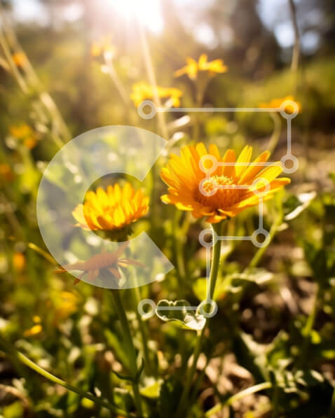 Σετ των 2 Intra Συλλεκτικό Ξύλινο Παζλ Plywood  4mm - Όμορφη εικόνα ενός χωραφιού με κίτρινα λουλούδια λουσμένα στο φως του ήλιου Σε Ξύλινο Κουτί - Διαστάσεις: 10x10 cm – 25 κομμάτια