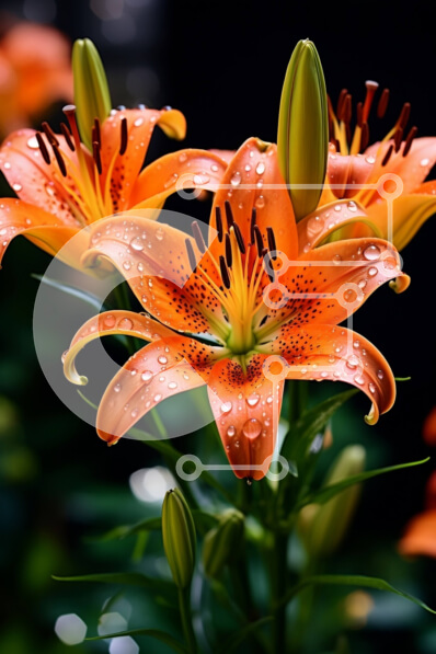 Σετ των 2 Intra Συλλεκτικό Ξύλινο Παζλ Plywood  4mm - Ομάδα πορτοκαλί λουλουδιών με σταγονίδια νερού Σε Ξύλινο Κουτί - Διαστάσεις: 10x10 cm – 25 κομμάτια