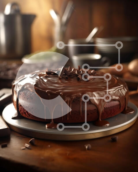 Σετ των 2 Intra Συλλεκτικό Ξύλινο Παζλ Plywood  4mm - Λαχταριστή εικόνα ενός κέικ σοκολάτας με γλάσο σοκολάτας Σε Ξύλινο Κουτί - Διαστάσεις: 10x10 cm – 25 κομμάτια