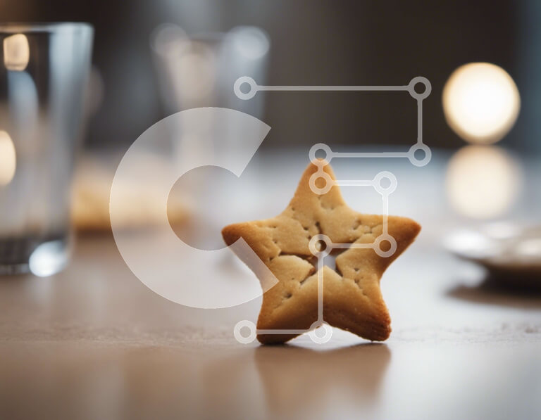 Σετ των 2 Intra Συλλεκτικό Ξύλινο Παζλ Plywood  4mm - Μπισκότο σε σχήμα αστεριού στο τραπέζι με ποτήρια και πιάτα Σε Ξύλινο Κουτί - Διαστάσεις: 10x10 cm – 25 κομμάτια