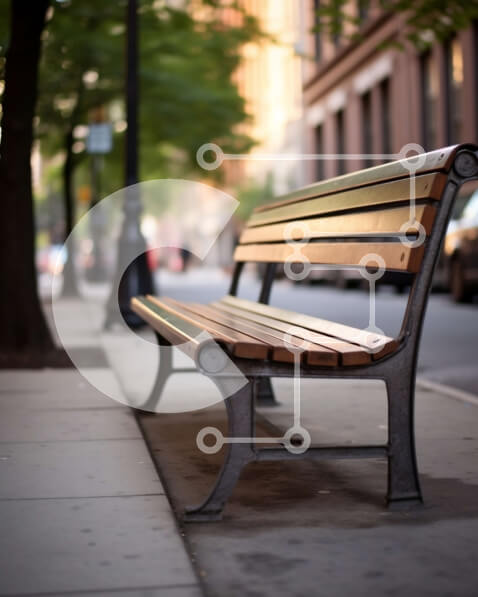 Intra Συλλεκτικό Ξύλινο Παζλ Plywood  4mm - Ξύλινος πάγκος χαλάρωσης σε ένα πεζοδρόμιο της πόλης Σε Ξύλινο Κουτί - Διαστάσεις Puzzle: 10x10 cm – 25 κομμάτια