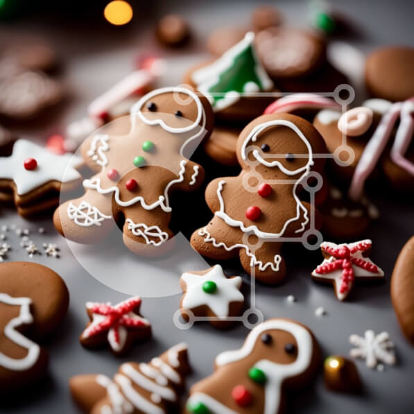 Σετ των 2 Intra Συλλεκτικό Ξύλινο Παζλ Plywood  4mm - Λαχταριστά και γιορτινά μπισκότα μελόψωμο με γλάσο και ζαχαρωτά Σε Ξύλινο Κουτί - Διαστάσεις: 10x10 cm – 25 κομμάτια