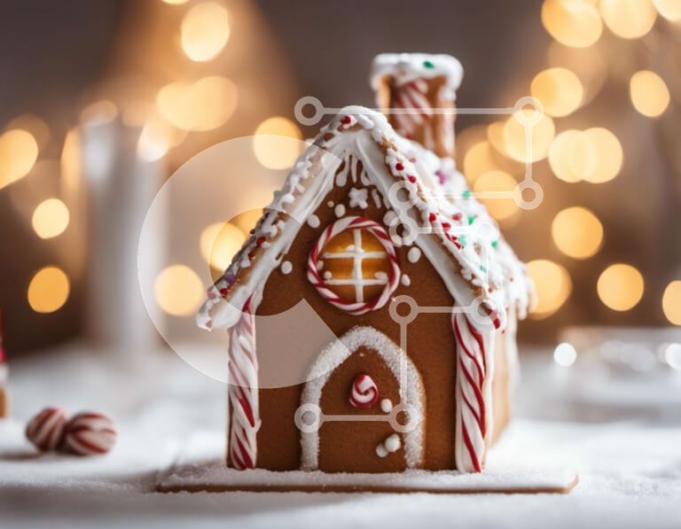 Intra Συλλεκτικό Ξύλινο Παζλ Plywood  4mm - Διακόσμηση σπιτιού με μελόψωμο με ζαχαρωτά και νιφάδες χιονιού Σε Ξύλινο Κουτί - Διαστάσεις: 10x10 cm – 25 κομμάτια