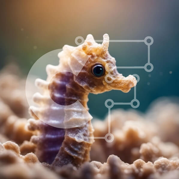 Intra Συλλεκτικό Ξύλινο Παζλ Plywood  4mm - Ιππόκαμπος που κάθεται στον βράχο στον ωκεανό Σε Ξύλινο Κουτί - Διαστάσεις: 10x10 cm – 25 κομμάτια