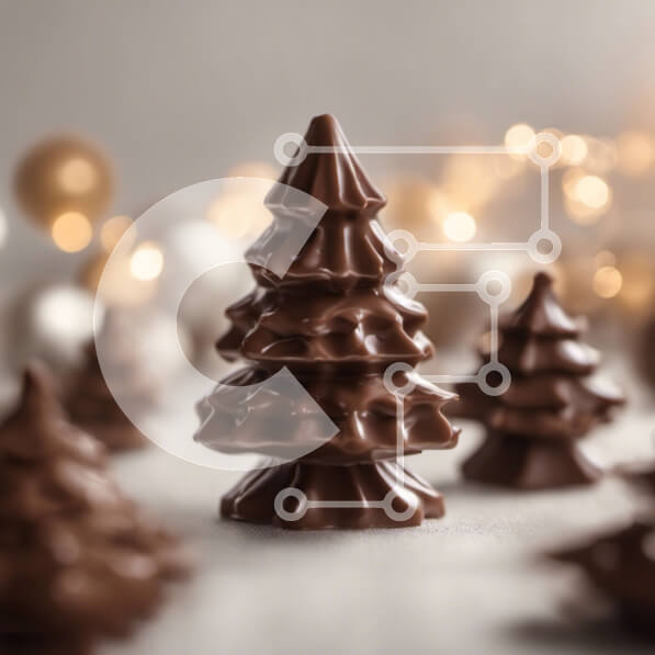 Intra Συλλεκτικό Ξύλινο Παζλ Plywood  4mm - Καραμέλες σοκολάτας σε σχήμα χριστουγεννιάτικου δέντρου σε μια κομψά διακοσμημένη επιφάνεια εργασίας Σε Ξύλινο Κουτί - Διαστάσεις: 10x10 cm – 25 κομμάτια