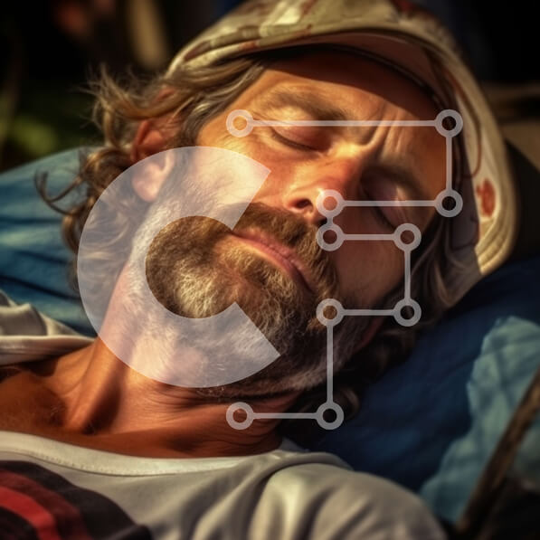 Intra Συλλεκτικό Ξύλινο Παζλ Plywood  4mm - Άνδρας που κοιμάται στο έδαφος με κλειστά μάτια και γενειάδα Σε Ξύλινο Κουτί - Διαστάσεις Puzzle: 10x10 cm – 25 κομμάτια