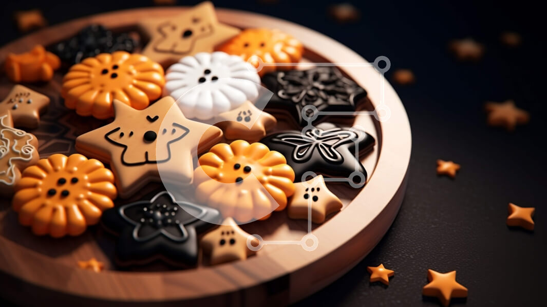 Σετ των 2 Intra Συλλεκτικό Ξύλινο Παζλ Plywood  4mm - Μπισκότα αποκριών σε ξύλινη πιατέλα Σε Ξύλινο Κουτί - Διαστάσεις: 10x10 cm – 25 κομμάτια