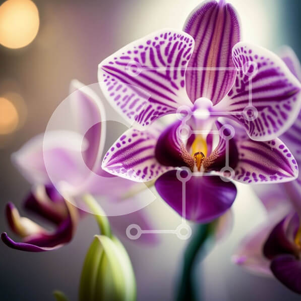 Intra Συλλεκτικό Ξύλινο Παζλ Plywood  4mm - Όμορφη κινηματογράφηση σε πρώτο πλάνο μιας μωβ ορχιδέας σε πλήρη άνθιση Σε Ξύλινο Κουτί - Διαστάσεις: 10x10 cm – 25 κομμάτια