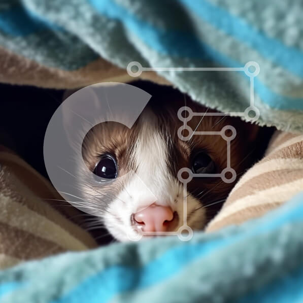 Intra Συλλεκτικό Ξύλινο Παζλ Plywood  4mm - Αξιολάτρευτο κοντινό πλάνο ενός κουνάβι που κρύβεται κάτω από μια κουβέρτα Σε Ξύλινο Κουτί - Διαστάσεις: 10x10 cm – 25 κομμάτια