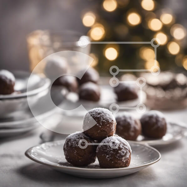 Σετ των 2 Intra Συλλεκτικό Ξύλινο Παζλ Plywood  4mm - Λευκό τραπέζι με σοκολατένιες μπάλες και χριστουγεννιάτικο δέντρο Σε Ξύλινο Κουτί - Διαστάσεις: 10x10 cm – 25 κομμάτια