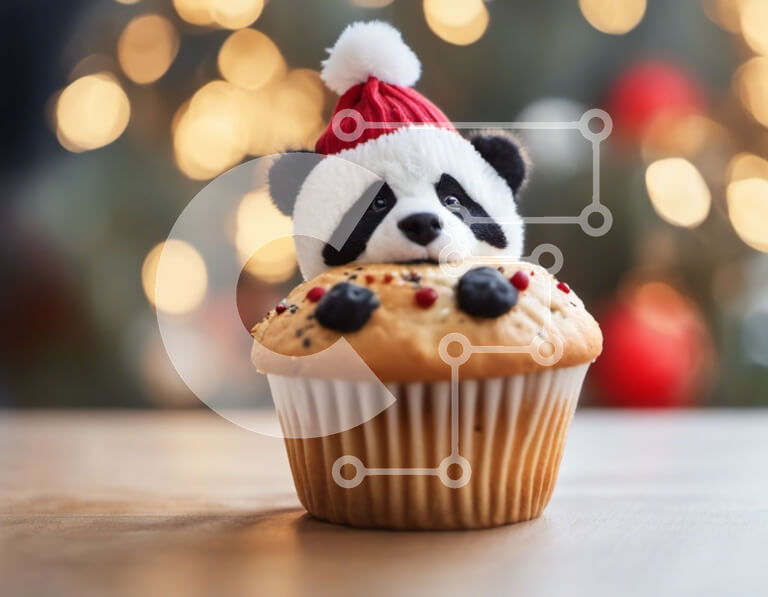 Σετ των 2 Intra Συλλεκτικό Ξύλινο Παζλ Plywood  4mm - Γεμιστό Panda Bear με κόκκινο καπέλο σε cupcake Σε Ξύλινο Κουτί - Διαστάσεις: 10x10 cm – 25 κομμάτια