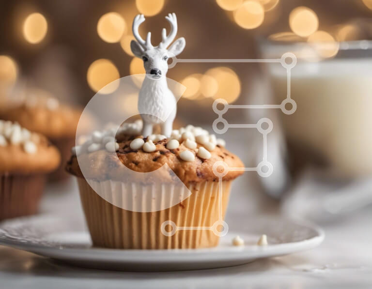 Σετ των 2 Intra Συλλεκτικό Ξύλινο Παζλ Plywood  4mm - Holiday Deer Cupcake με γάλα Σε Ξύλινο Κουτί - Διαστάσεις: 10x10 cm – 25 κομμάτια