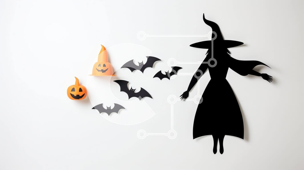 Intra Συλλεκτικό Ξύλινο Παζλ Plywood  4mm - Σιλουέτα μιας μάγισσας με νυχτερίδες και κολοκύθες Σε Ξύλινο Κουτί - Διαστάσεις: 10x10 cm – 25 κομμάτια