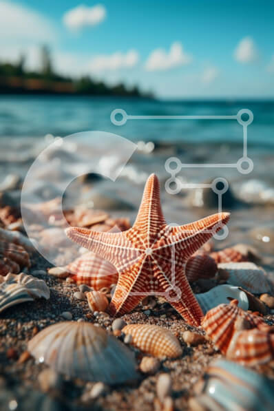 Σετ των 2 Intra Συλλεκτικό Ξύλινο Παζλ Plywood  4mm - Όμορφη εικόνα ενός αστερία σε μια παραλία Σε Ξύλινο Κουτί - Διαστάσεις: 10x10 cm – 25 κομμάτια