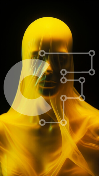 Intra Συλλεκτικό Ξύλινο Παζλ Plywood  4mm - Αφηρημένη κίτρινη ανθρώπινη φιγούρα που επιπλέει στον αέρα Σε Ξύλινο Κουτί - Διαστάσεις Puzzle: 10x10 cm – 25 κομμάτια