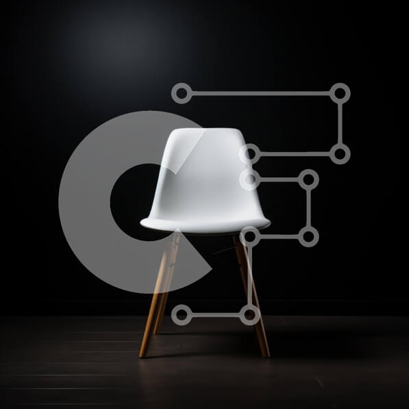 Intra Συλλεκτικό Ξύλινο Παζλ Plywood  4mm - Κομψή λευκή πλαστική καρέκλα σε σκούρο ξύλινο πάτωμα Σε Ξύλινο Κουτί - Διαστάσεις Puzzle: 10x10 cm – 25 κομμάτια