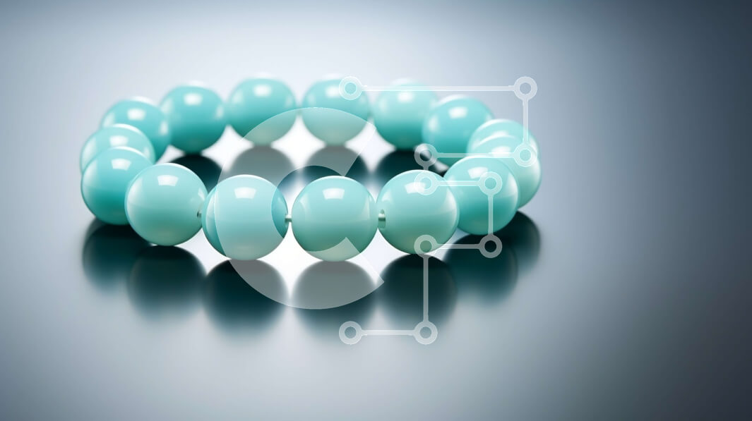 Intra Συλλεκτικό Ξύλινο Παζλ Plywood  4mm - Βραχιόλι με τυρκουάζ χάντρες σε αδιαφανή επιφάνεια Σε Ξύλινο Κουτί - Διαστάσεις Puzzle: 10x10 cm – 25 κομμάτια