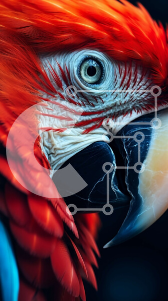 Σετ των 2 Intra Συλλεκτικό Ξύλινο Παζλ Plywood  4mm - Κοντινό πλάνο ενός πορτοκαλί και μπλε παπαγάλου Σε Ξύλινο Κουτί - Διαστάσεις: 10x10 cm – 25 κομμάτια